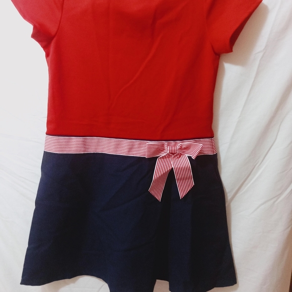 Girls red and navy Bonnie jean size 14 dress with striped bow. - Picture 7 of 7